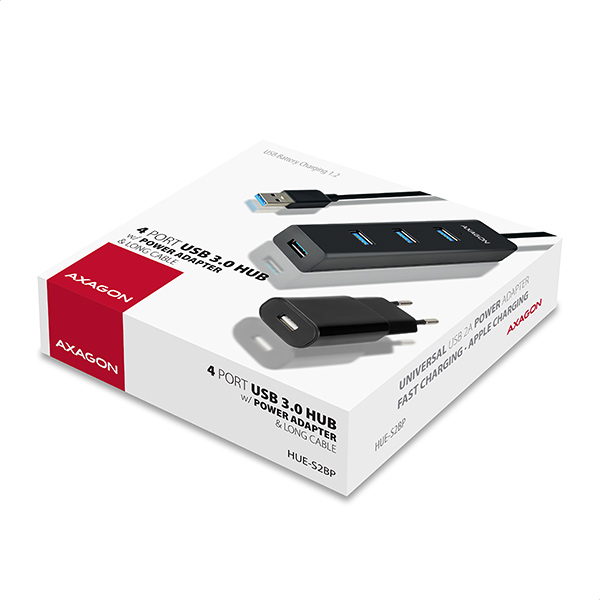Axagon HUE-S2BP gränssnittshubbar USB 3.2 Gen 1 (3.1 Gen 1) Type-A 5000 Mbit/s Svart
