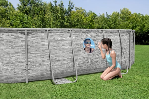 Bestway Power Steel 56946 swimmingpool til over jorden Indrammet pool Oval 10949 L Brun