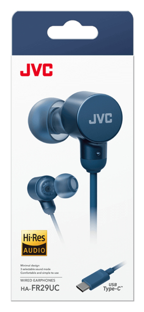 JVC HAFR29UCA kuulokkeet ja kuulokemikrofoni Langallinen In-ear Puhelut/Musiikki USB Type-C Sininen