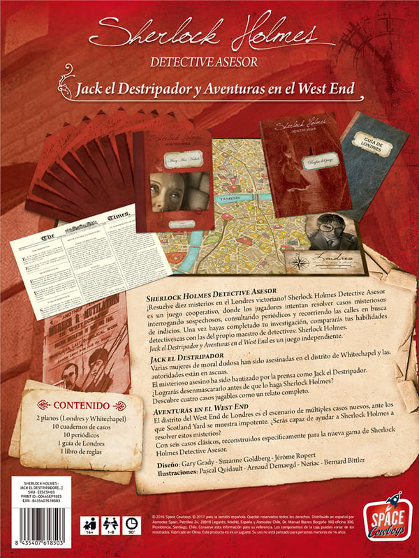 Asmodee Sherlock Holmes C.D. EESCSH03 Sherlock Holmes: Jack el Destripador 90 min Lautapeli Strategia