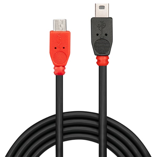 Lindy 31718 USB-kabel USB 2.0 1 m Micro-USB B Mini-USB B 0,48 Gbit/sek. Sort