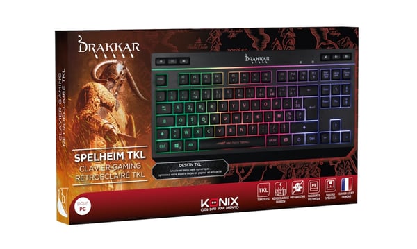 Konix Drakkar 61881119014 näppäimistö Pelaaminen USB AZERTY ranska Musta