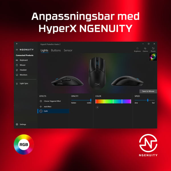 HyperX Pulsefire Haste 2 – gaming-mus (svart)
