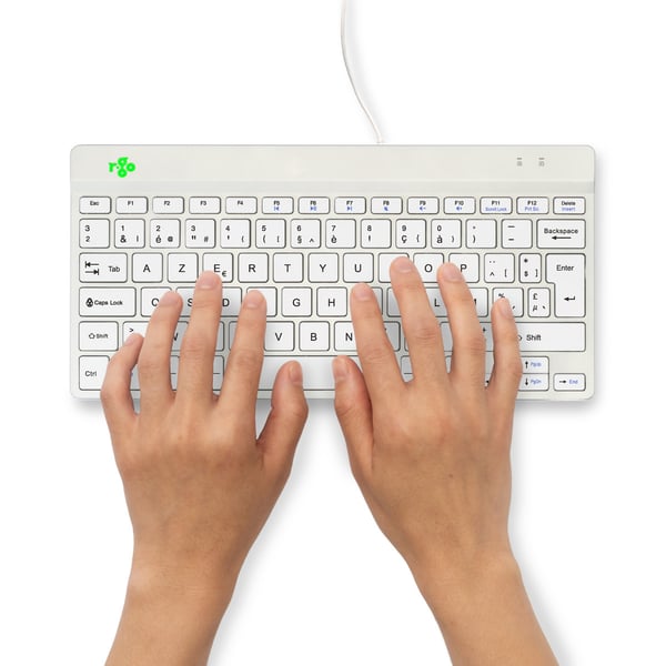 R-Go Tools Ergonomisk tastatur R-Go Compact Break, kompakt tastatur med pause-software, AZERTY (BE), kablet, hvid