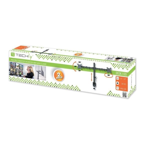 Techly ICA-LCD 382-D fäste och ställ till bildskärm 68,6 cm (27") Bord Svart
