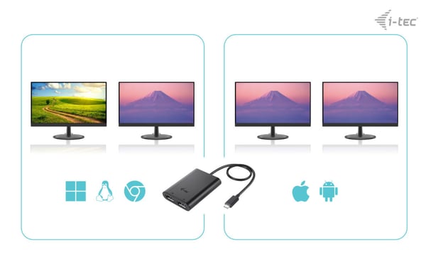 i-tec C31DUAL4K60DP USB-grafikadapter 7680 x 4320 pixlar Svart