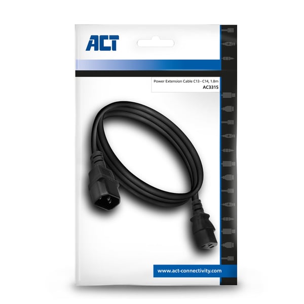 ACT AC3315 el-ledning Sort 1,8 m C13 forbinder C14 forbinder