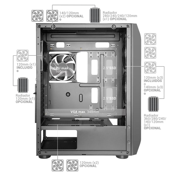 Mars Gaming MC-PRO2 Tower Svart