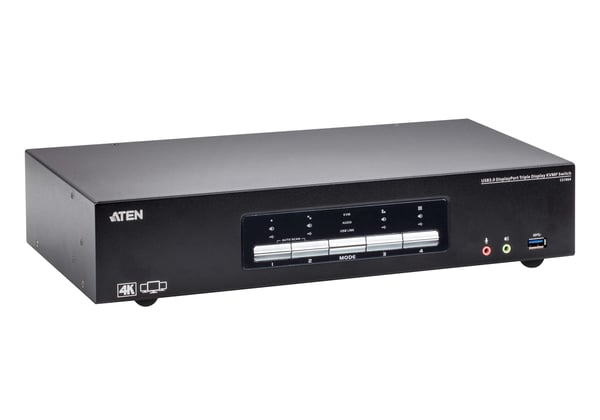 ATEN 4-portars 4K DisplayPort KVMP™-switch med USB 3.0 och trippla skärmar