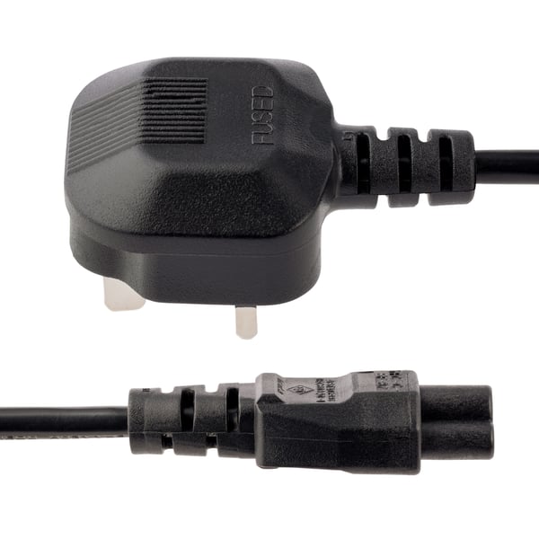StarTech.com 1 m GB Laptop Ladekabel, BS 1363 til C5, 2,5A 250V, 18AWG, Notebook / Laptop Erstatningsstrøm