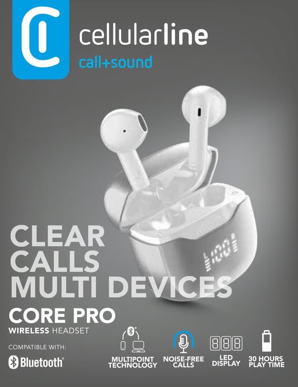 Cellularline 8018080491856 Headset True Wireless Stereo (TWS) I öra Samtal/musik Bluetooth Vit