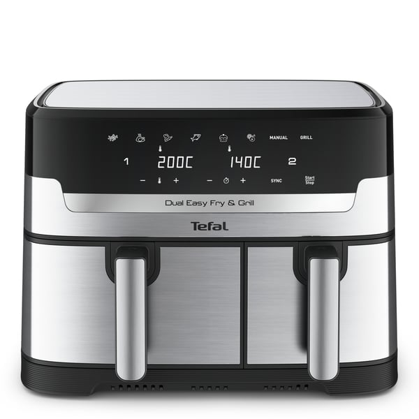 Tefal Dual Easy Fry & Grill EY905D Dobbelt 8,3 L Enkeltstående 2700 W Varmluftsteger Rustfrit stål