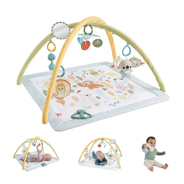 Fisher-Price Sensimals Simply Senses-babygym, aktivitetsmatta med sex sensoriska leksaker