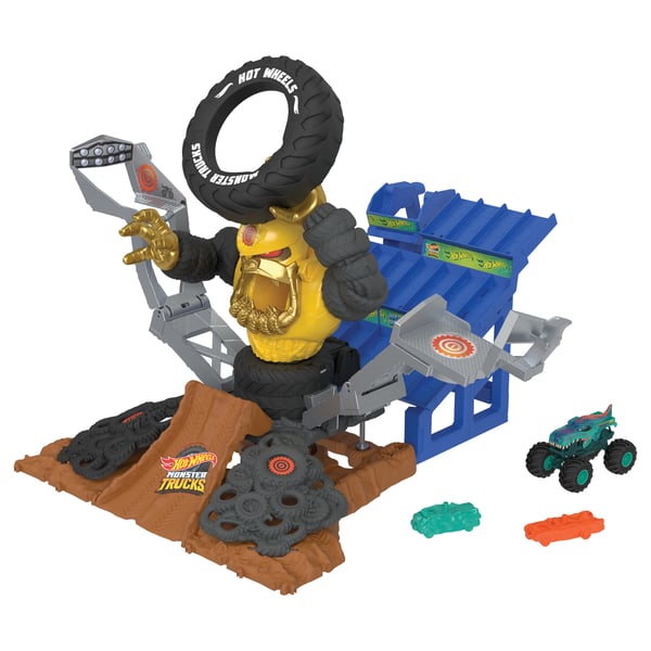 Hot Wheels Monster Trucks ARENA SMASHERS MEGA-WREX VS. CRUSHZILLA TAKEDOWN-legesæt