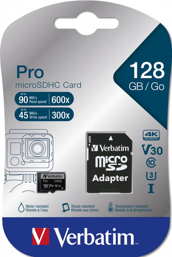 Verbatim Pro 128 GB MicroSDXC UHS-I Luokka 10