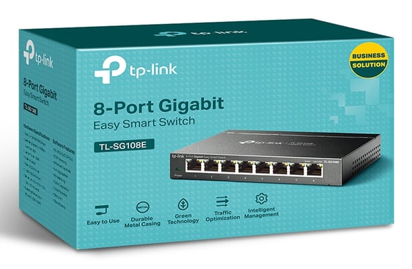 TP-Link TL-SG108E nätverksswitchar hanterad L2 Gigabit Ethernet (10/100/1000) Svart
