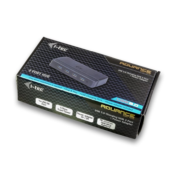 i-tec U3HUB445 gränssnittshubbar USB 3.2 Gen 1 (3.1 Gen 1) Type-B 5000 Mbit/s Svart