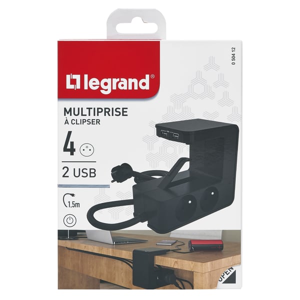 Legrand 0 504 12 jatkojohto 1,5 m 4 AC-pistorasia(a) Sisätila Musta