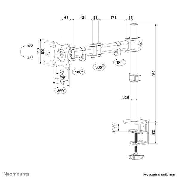 Neomounts NM-D135BLACK skærmbeslag og -stativer 68,6 cm (27") Skrivebord Sort