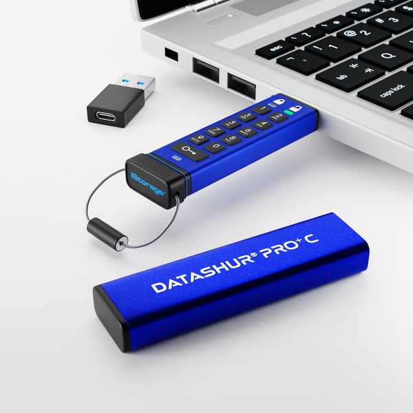 iStorage datAshur PRO+C USB-muisti 128 GB USB Type-C 3.2 Gen 1 (3.1 Gen 1) Sininen