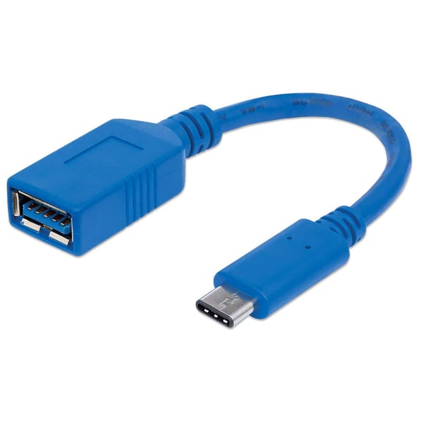 Manhattan 353540 USB-kabel USB 3.2 Gen 1 (3.1 Gen 1) 0,15 m USB C USB A 5 Gbit/sek. Blå