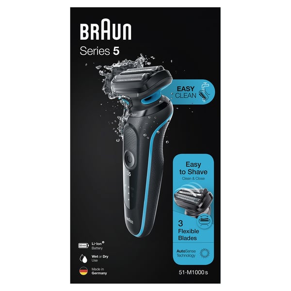 Braun Series 5 51-M1000s Folie shaver Sort, Blå