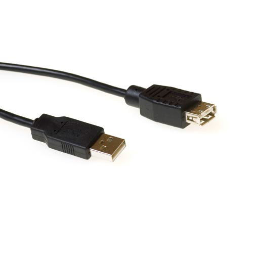 ACT USB 2.0 extensioncable USB A male - USB A female 3 m USB-kabel Sort ACT USB 2.0 extensioncable USB A male - USB A female 3 m USB-kabel Sort