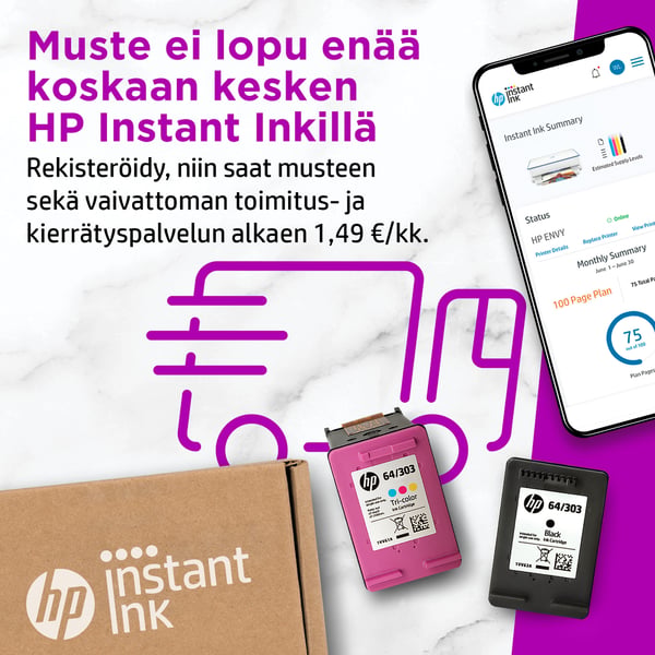 HP ENVY 6010e Langaton All-in-One Väri Tulostin, Instant Ink; Kopiokone, skanneri