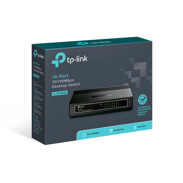 TP-Link TL-SF1016D netværksswitch Fast Ethernet (10/100) Sort