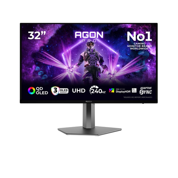 AOC AGON PRO AG326UZD2P platta pc-skärmar 80 cm (31.5") 3840 x 2160 pixlar 4K Ultra HD QLED Svart