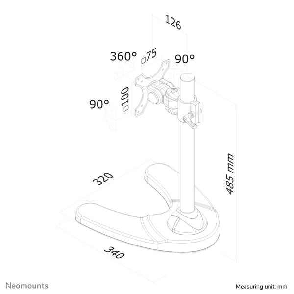 Neomounts FPMA-D700 skærmbeslag og -stativer 76,2 cm (30") Skrivebord Sort