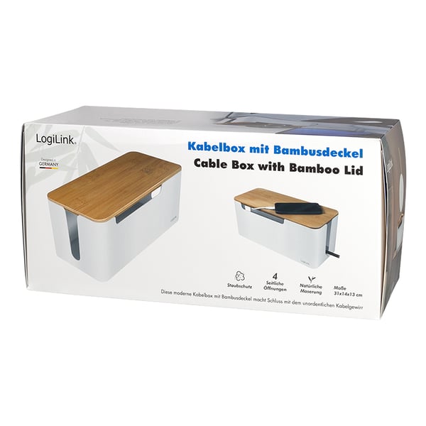 LogiLink KAB0075 - Logitech Kabelbox mit Bambus-Deckel