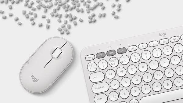 Logitech Pebble 2 Combo tangentbord Mus inkluderad Universal Trådlös RF + Bluetooth AZERTY Fransk Vit