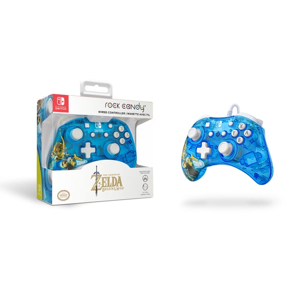 PDP Rock Candy: Berry Brave Link Blå, Translucent USB Spelplatta Analog / Digital Nintendo Switch, Nintendo Switch Lite, Nintendo Switch OLED