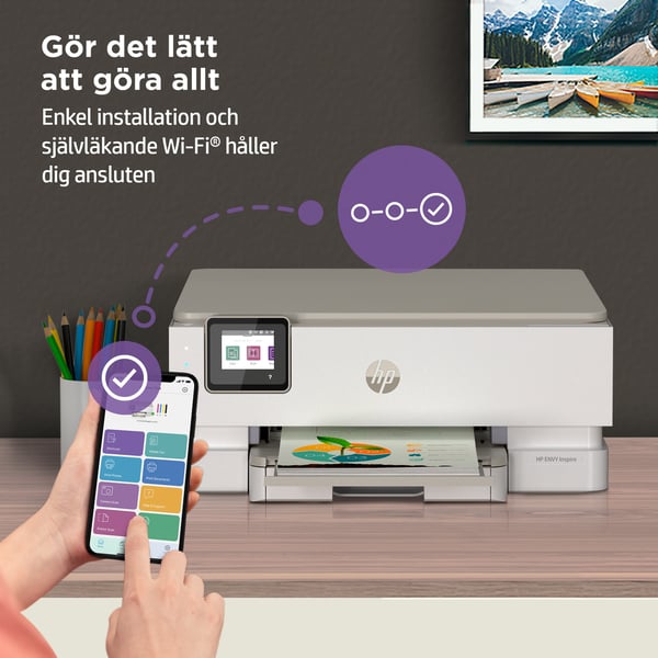 HP ENVY Inspire 7220e Trådlöst All-in-One Färg Skrivare, Instant Ink; Kopiator och skanner
