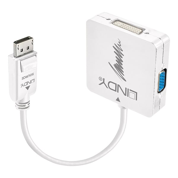 Lindy 41028 videokabel adapter DisplayPort DVI-D + VGA (D-Sub) + HDMI Sort