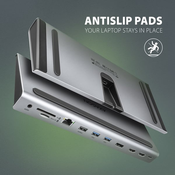 Axagon HMC-4KX3 kannettavien tietokoneiden telakka ja porttitoistin Langallinen USB 3.2 Gen 1 (3.1 Gen 1) Type-C Harmaa