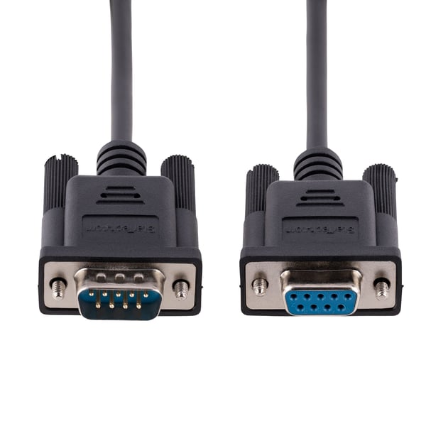 StarTech.com RS232 seriell nollmodel-kabel på 3 m, seriell crossover-kabel med/Al-Mylar-skärmning, DB9 seriell COM-portkabel (hane till hona), kompatibel med DTE-enheter, svart, F/M