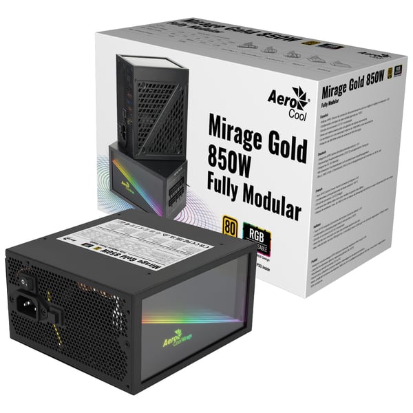 Aerocool MIRAGEGOLD850M strömförsörjningsenheter 850 W 20+4 pin ATX ATX Svart