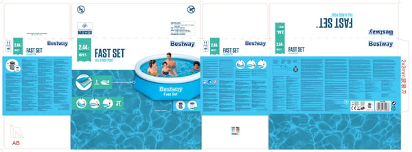 Bestway Fast Set 57450 swimmingpool til over jorden Indrammet/oppustelig pool Rund Blå, Hvid