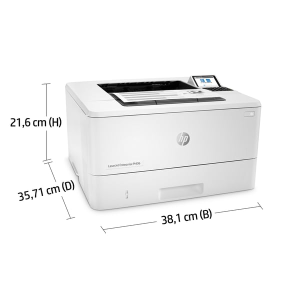 HP LaserJet Enterprise M406dn Svartvit Skrivare, Endast Ethernet; Dubbelsidig