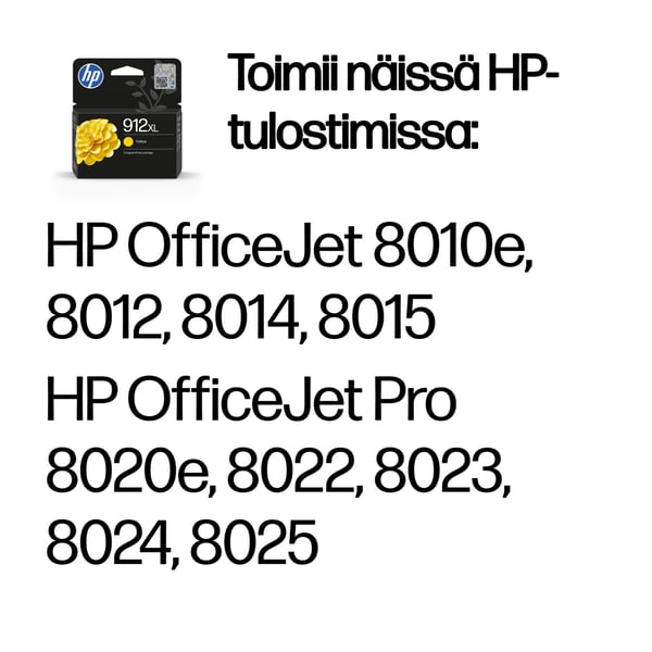HP 912XL alkuperäinen riittoisa keltainen mustepatruuna