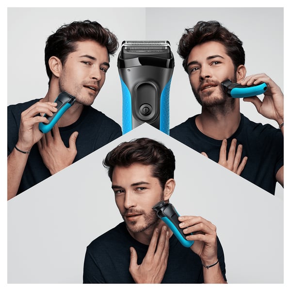 Braun Series 3 Shave&Style 3010BT Folierakapparat Trimmer Svart, Blå
