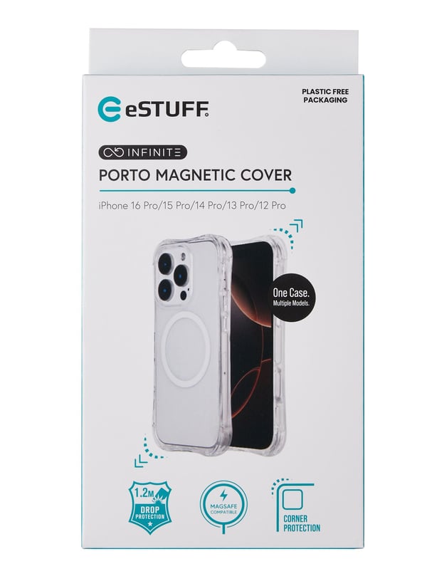 eSTUFF INFINITE (GRS) PORTO iPhone 12 Pro - iPhone 16 Pro Clear Magnetic Cover mobiltelefon etui Transparent