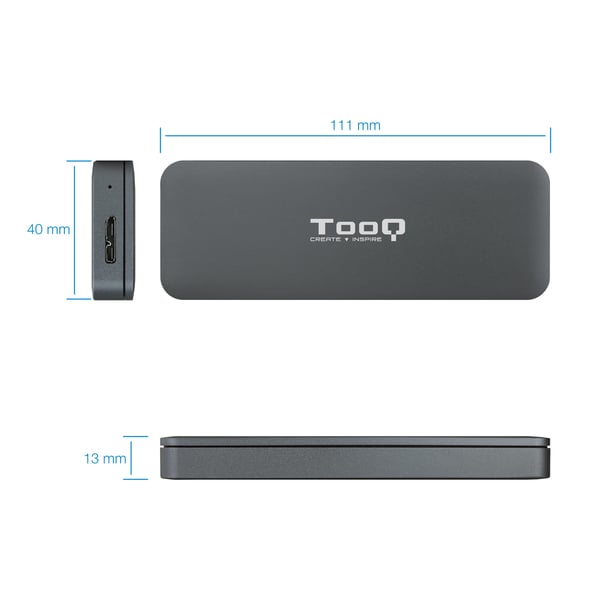 TooQ TQE-2281G drevkabinet SSD kabinet Grå M.2