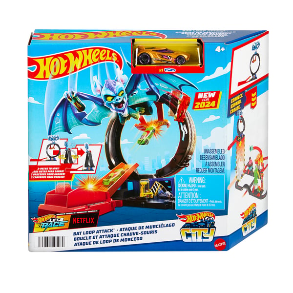 Hot Wheels City Bat Loop Attack-legesæt med legetøjsbil i størrelsesforholdet 1:64