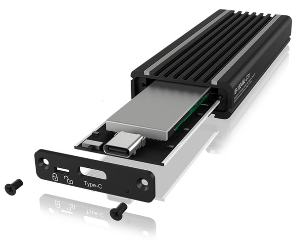 ICY BOX IB-1824ML-C31 SSD-inkapsling Svart M.2