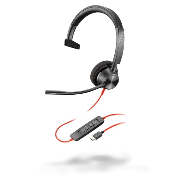 HP Poly Blackwire 3310 -USB-C-monokuulokemikrofoni + USB-C-/A-sovitin