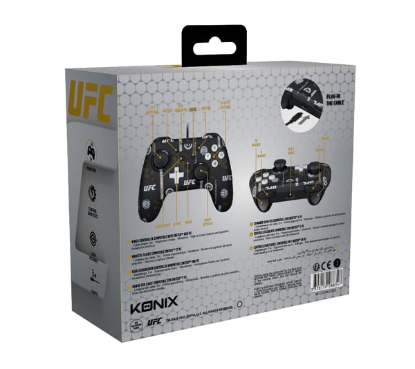 Konix UFC Svart, Vit USB Spelplatta Analog / Digital Nintendo Switch, Nintendo Switch Lite, PC