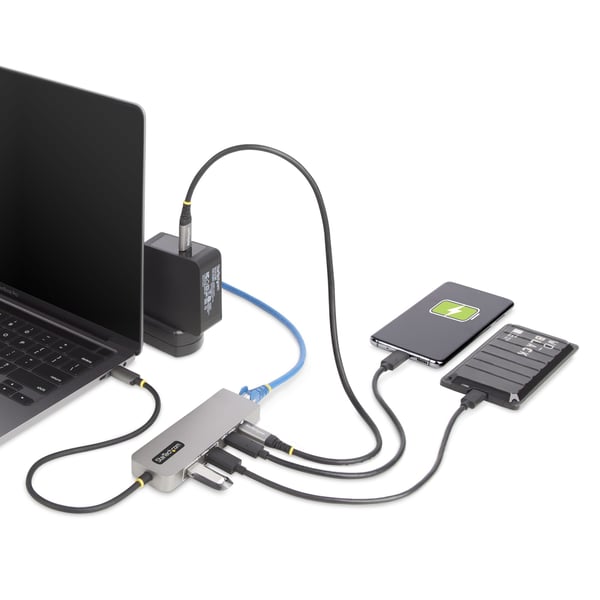 StarTech.com 3-Port USB-C Hub, 2.5GbE, 100W Power Delivery, USB 3.2 10Gbps